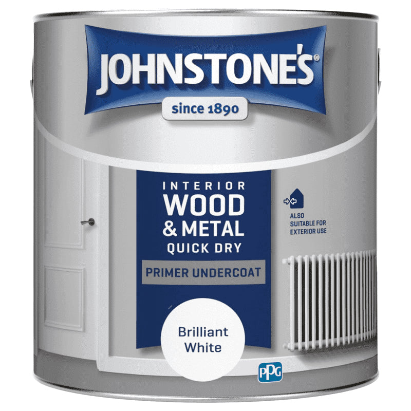 Johnstones Interior Wood & Metal Quick Dry Primer Undercoat Brilliant White 2.5L