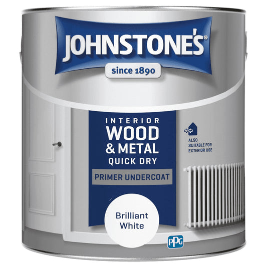 Johnstones Interior Wood & Metal Quick Dry Primer Undercoat Brilliant White 2.5L