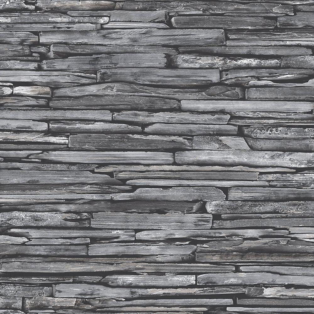 This image shows product Fine Decor Wallpaper FD22352 Reclaimed Stacked Slate Blue