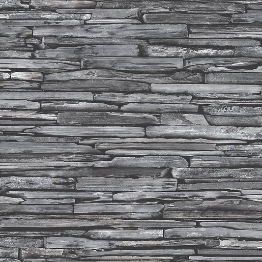 This image shows product Fine Decor Wallpaper FD22352 Reclaimed Stacked Slate Blue