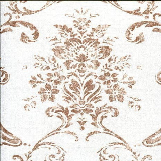 This image shows product Fine Decor Wallpaper FD25041 Tempus Linen Cameo White/Copper