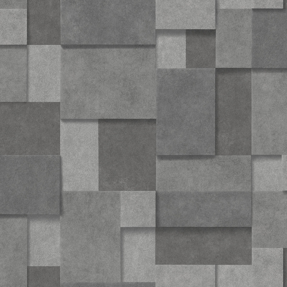 Fine Decor Wallpaper FD25354 Wallpaper Architecture Metallic Squares Dark