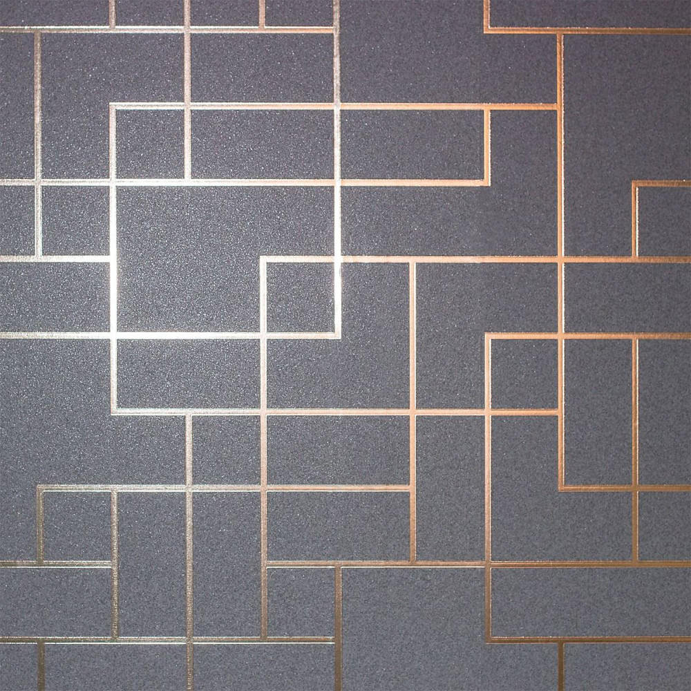 Fine Decor Wallpaper FD42492 Platinum Square Geo Rose Gold 