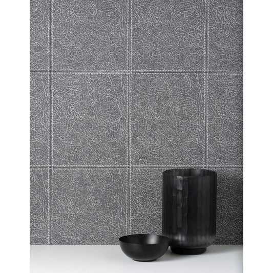 Fine Decor Wallpaper FD42993 Camden Stitch Charcoal 