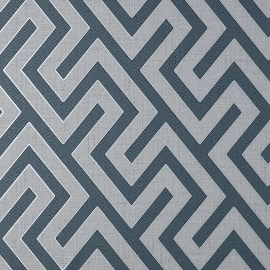 This image shows product Fine Decor Wallpaper FD43070 Larson Geo Navy/Silver
