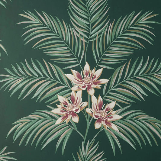 Fine Decor Wallpaper FD43279 Bali Tropical Floral Emerald 
