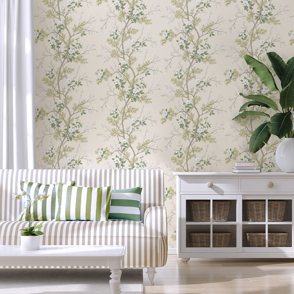 Belgravia Wallpaper 750 Bridget Sage & Cream