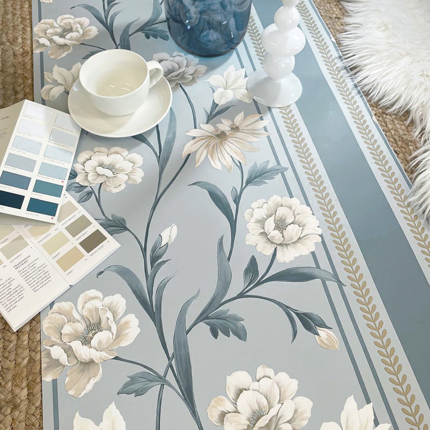Belgravia Wallpaper 758 Raya Blue & Cream