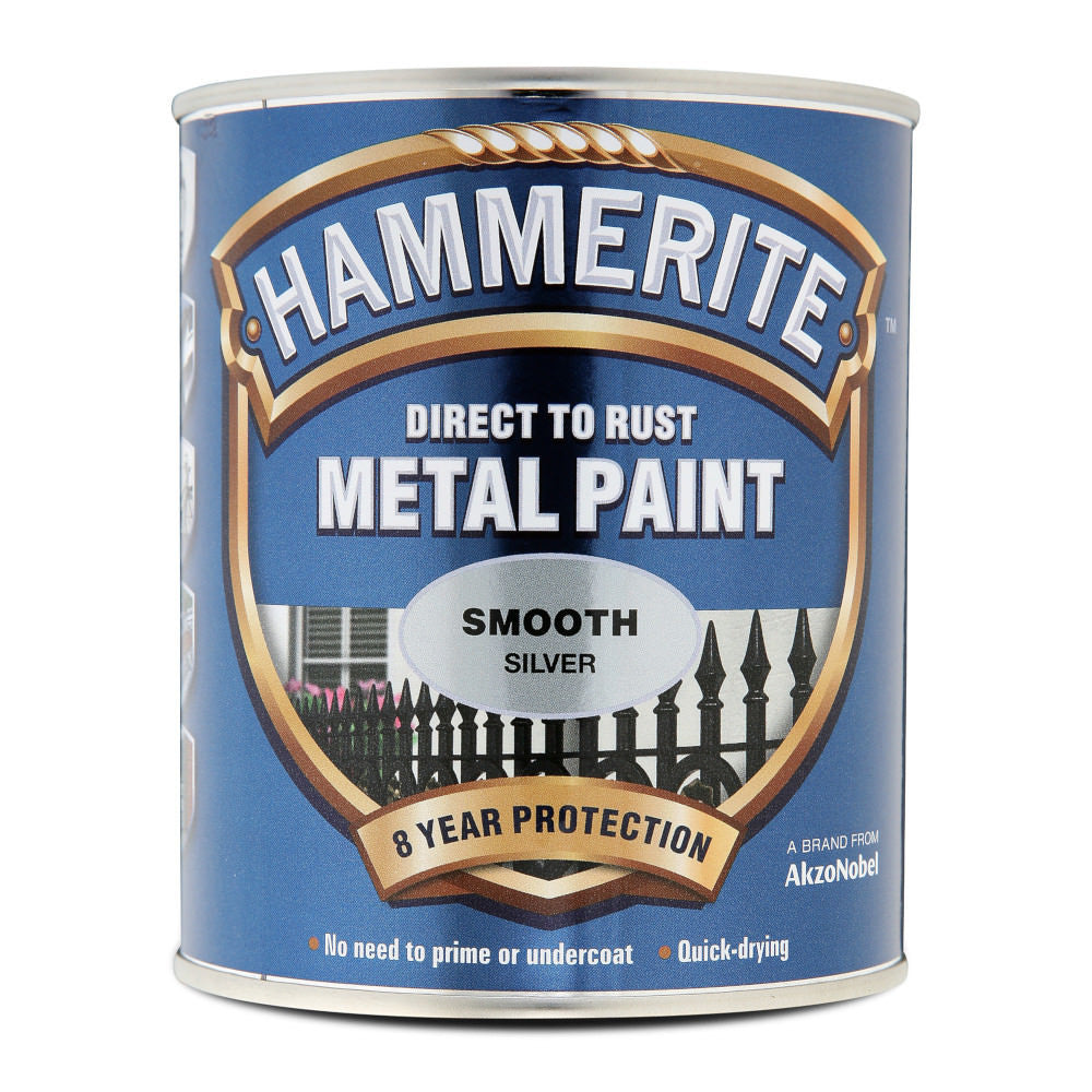 Hammerite Metal Paint Smooth Silver 750ml