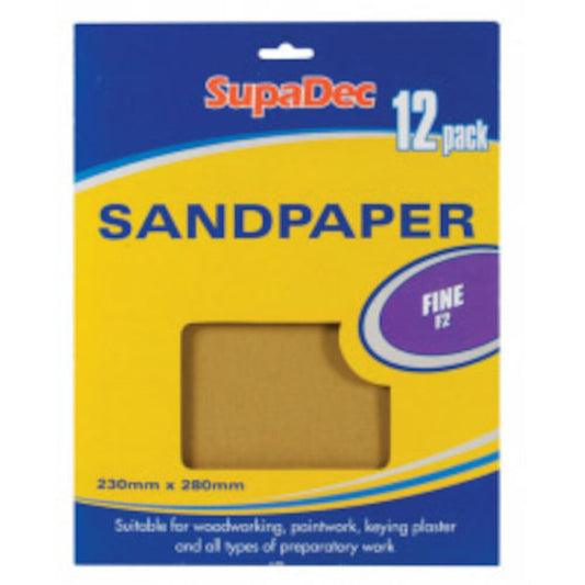 Supadec Sandpaper Fine 12 Pack 