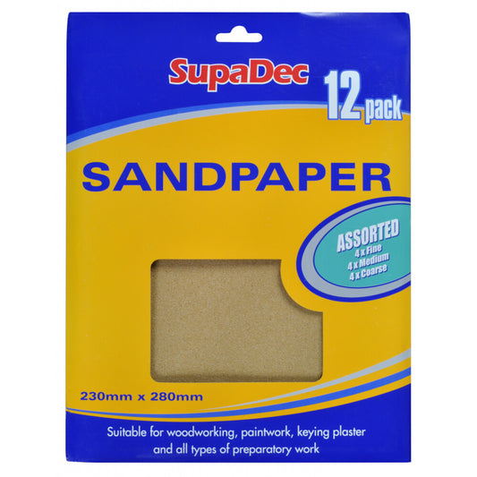 Supadec Sandpaper Assorted 12 Pack