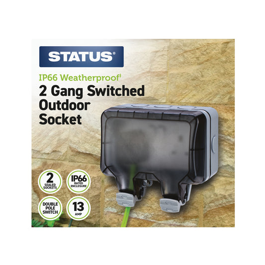 This image shows product 2 Gang Weatherproof Switched Socket