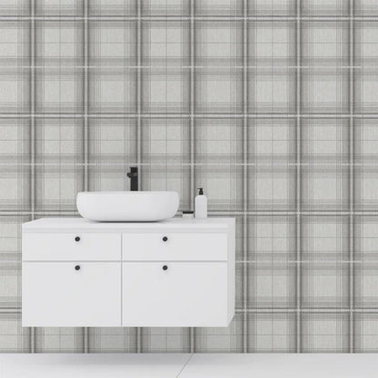Arthouse Wallpaper 903102 Woven Check Grey & White 