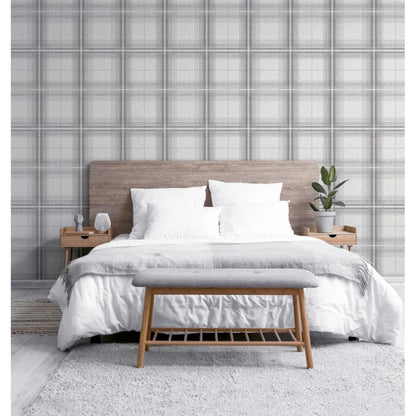 Arthouse Wallpaper 903102 Woven Check Grey & White 