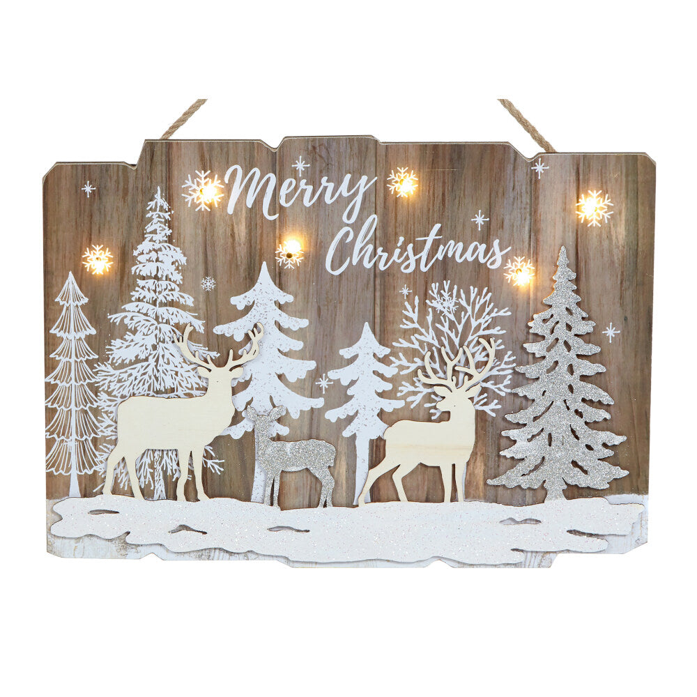 Lit Reindeer Forest Scene