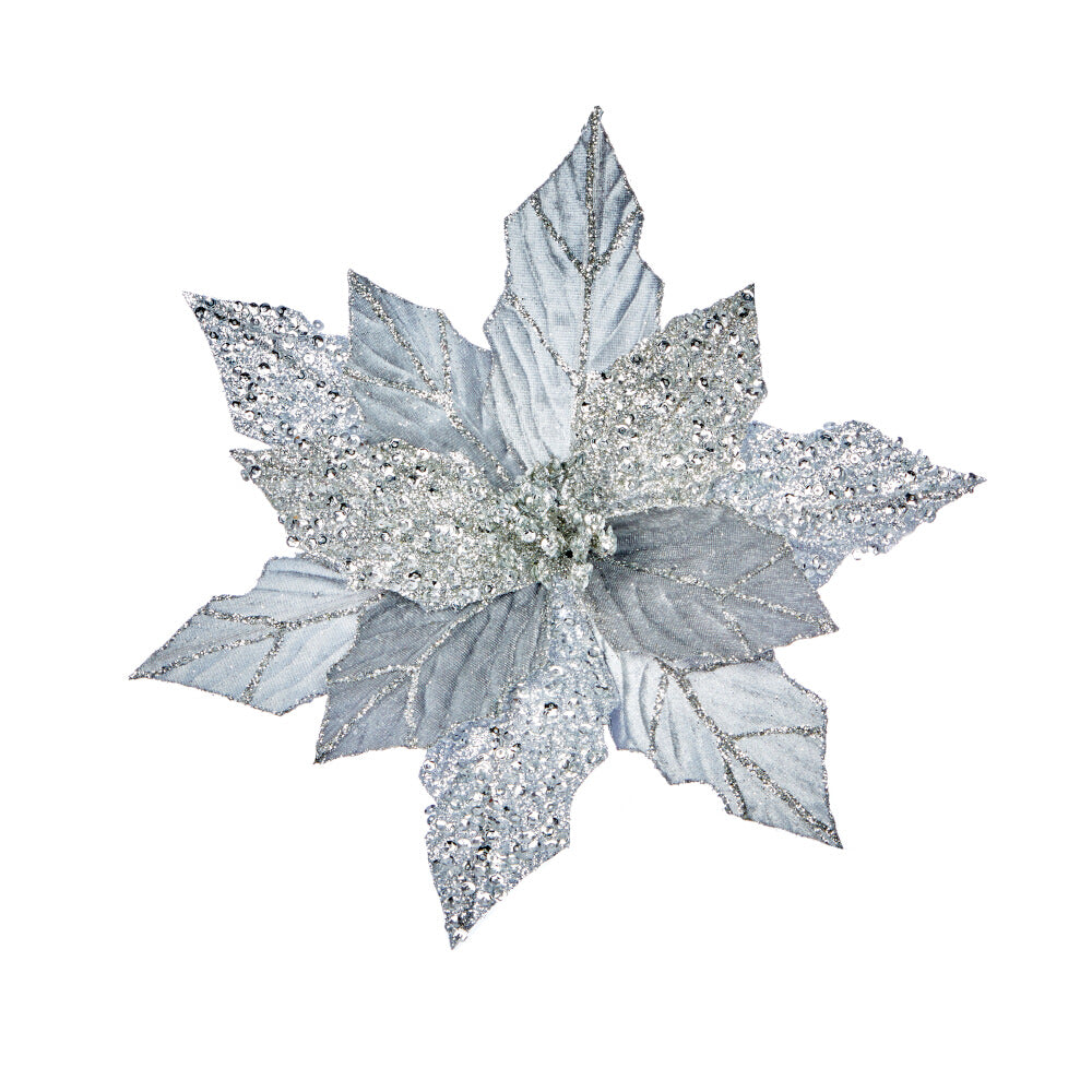 Silver Glitter Poinsettia