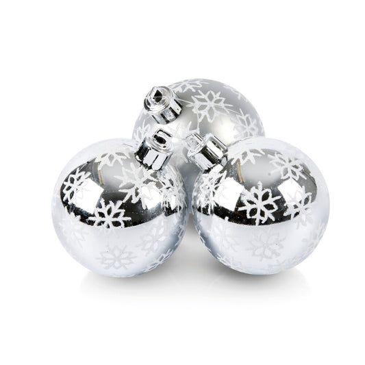 3 Piece Silver Snowflake Baubles
