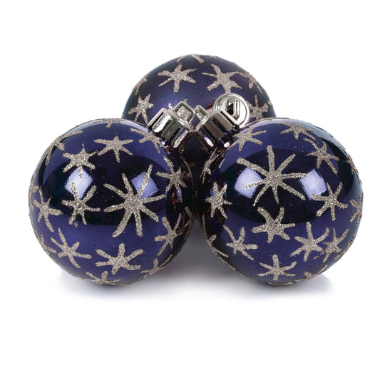 3 Piece Blue Multi Star Baubles