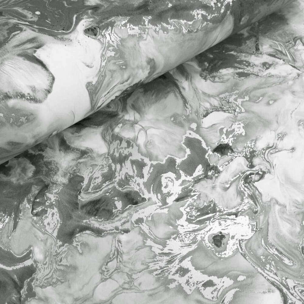 This image shows product Muriva Wallpaper 166501 Elixir Marble Grey and Silver Metallic
