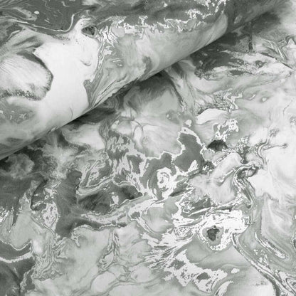 This image shows product Muriva Wallpaper 166501 Elixir Marble Grey and Silver Metallic
