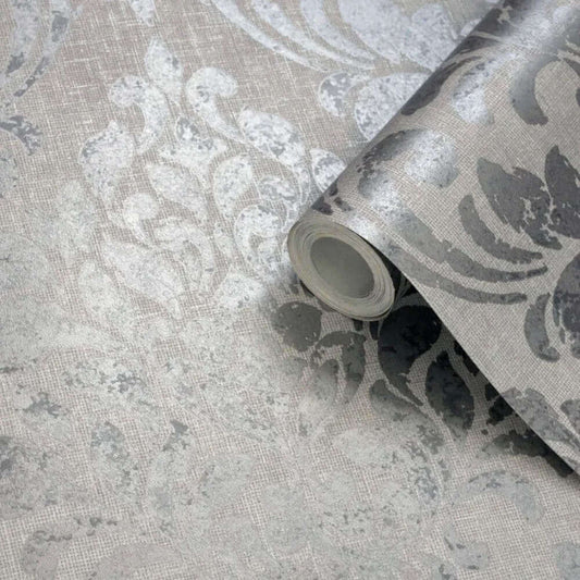 This image shows product Muriva Wallpaper 173511 Eleanor Damask Grey