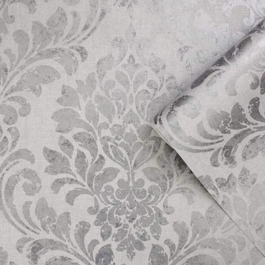 This image shows product Muriva Wallpaper 173511 Eleanor Damask Grey