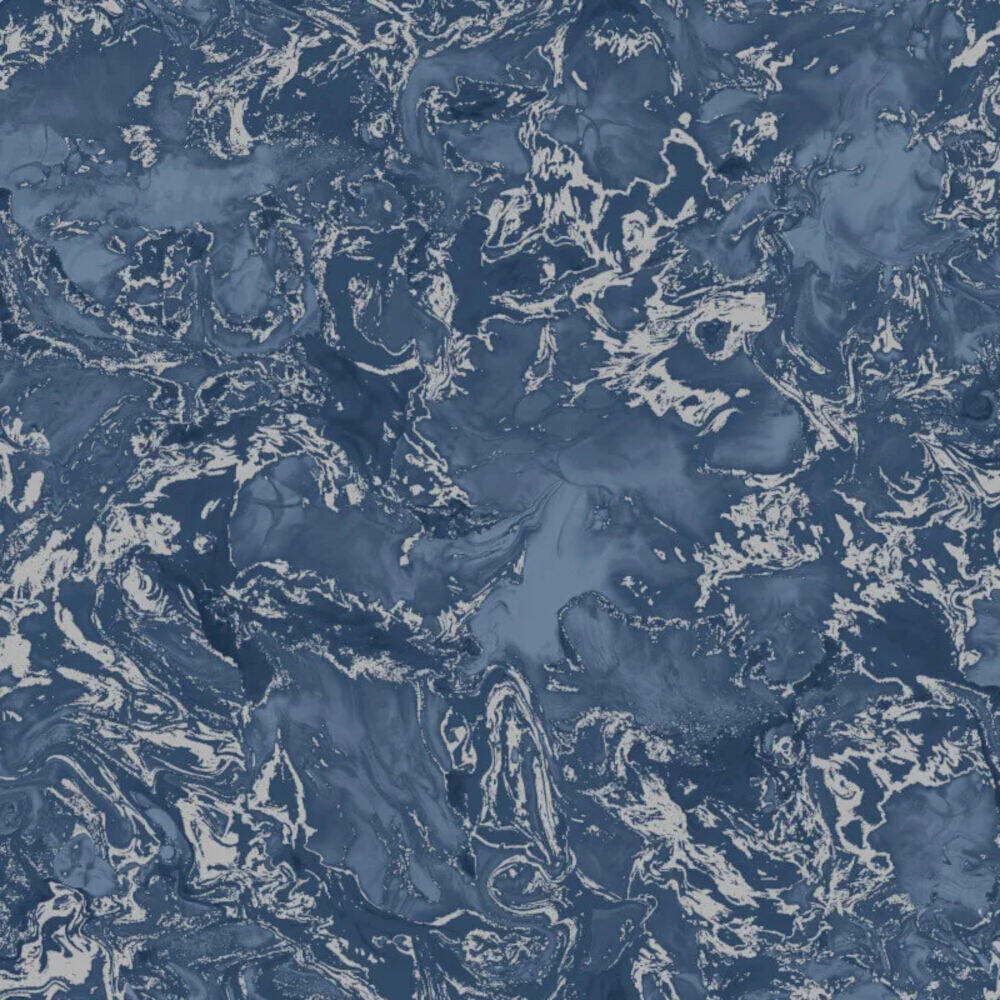 This image shows product Muriva Wallpaper 166505 Elixir Marble Blue and Silver Metallic