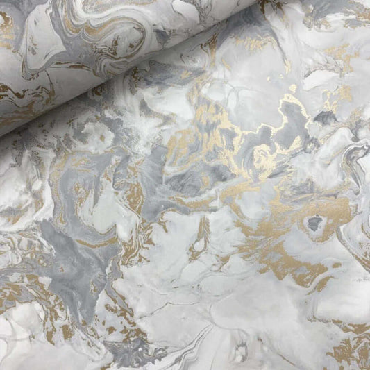 This image shows product Muriva Wallpaper 166506 Elixir Marble Grey Gold