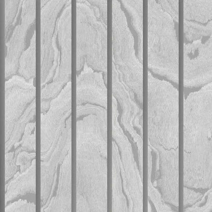 This image shows product Muriva Wallpaper 193502 Woodgrain Panel Silver Metallic