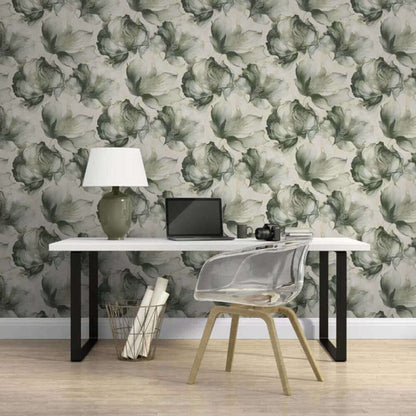This image shows product Muriva Wallpaper 212503 Elysian Floral Green and Gold
