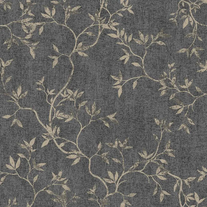 This image shows product Muriva Wallpaper 173572 Muriva Japandi Leaf Charcoal Metallic