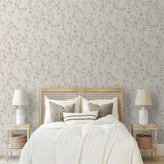 This image shows product Muriva Wallpaper 173573 Japandi Leaf Cream Floral Darcy James