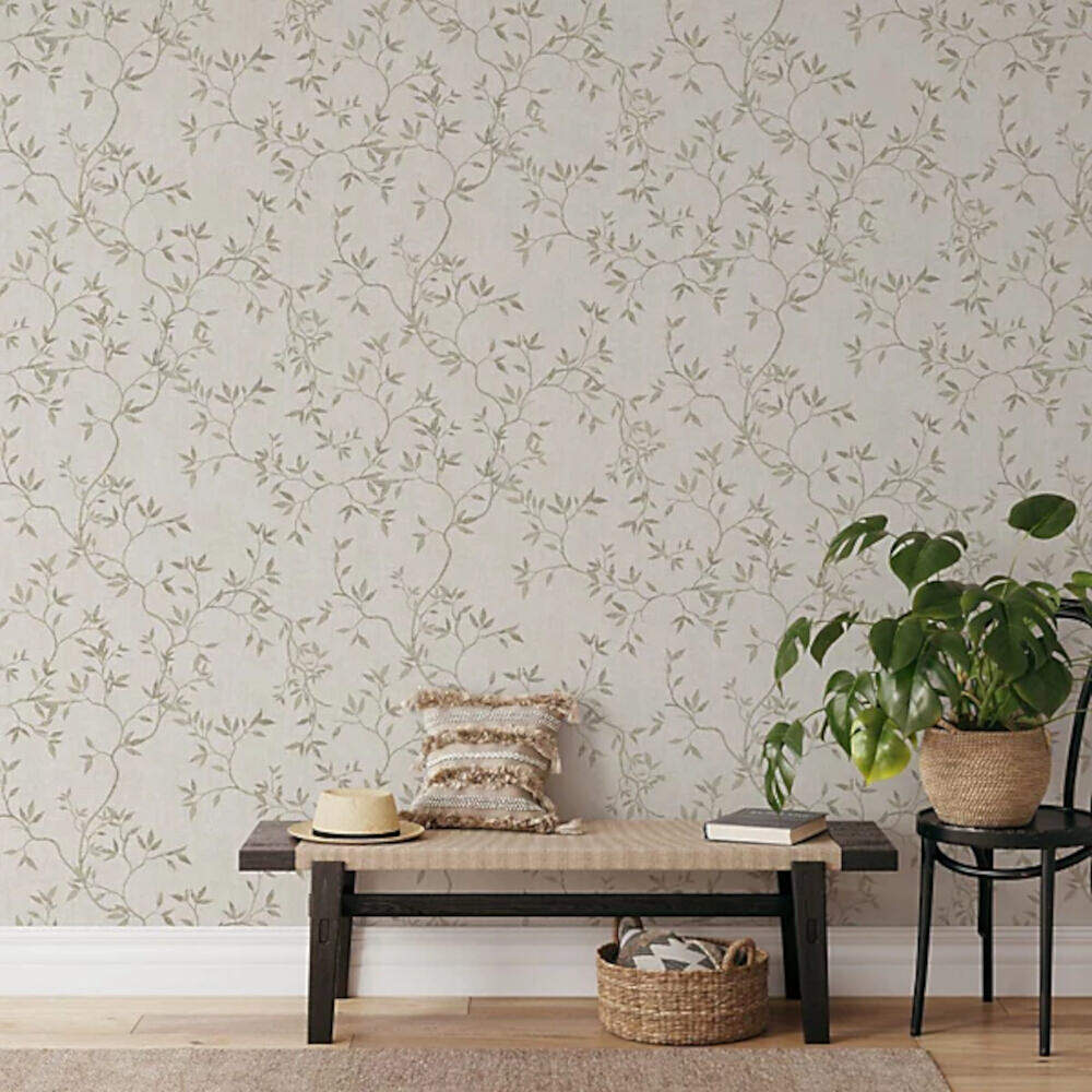 This image shows product Muriva Wallpaper 173573 Japandi Leaf Cream Floral Darcy James