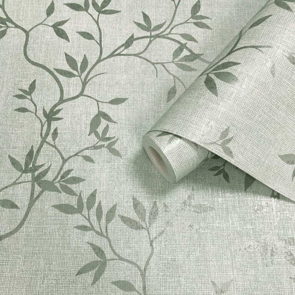 This image shows product Muriva Wallpaper 173574 Japandi Leaf Green Floral Darcy James