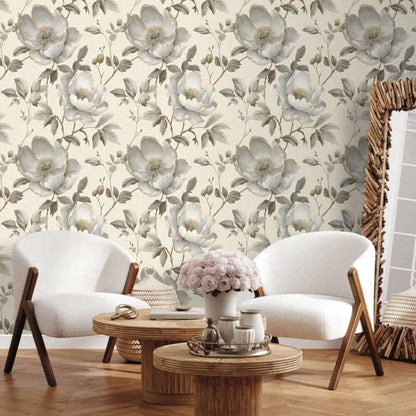 This image shows product Muriva Wallpaper 227501 Alethia Floral Wallpaper Cream