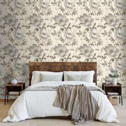 This image shows product Muriva Wallpaper 227501 Alethia Floral Wallpaper Cream