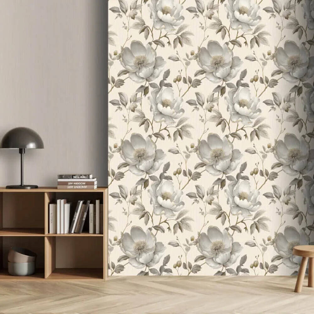 This image shows product Muriva Wallpaper 227501 Alethia Floral Wallpaper Cream