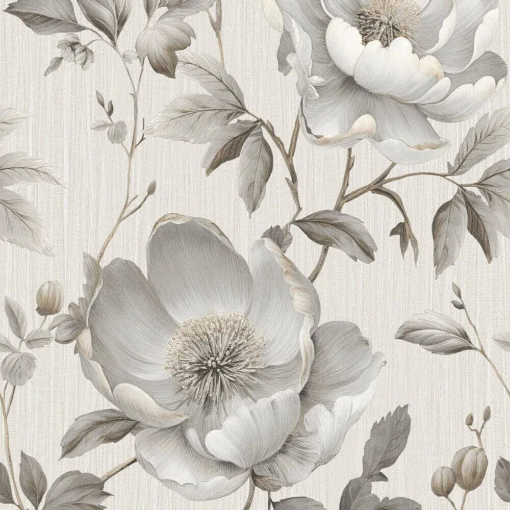 This image shows product Muriva Wallpaper 227502 Alethia Floral Grey Metallic