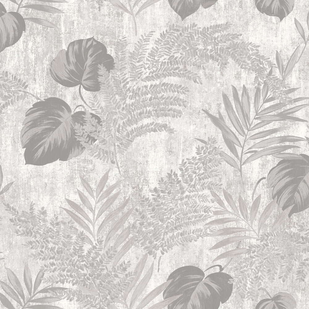 This image shows product Muriva Wallpaper 209111 Phelan Leaf Blown Vinyl Grey