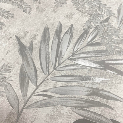 This image shows product Muriva Wallpaper 209111 Phelan Leaf Blown Vinyl Grey