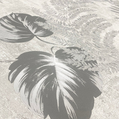 This image shows product Muriva Wallpaper 209111 Phelan Leaf Blown Vinyl Grey