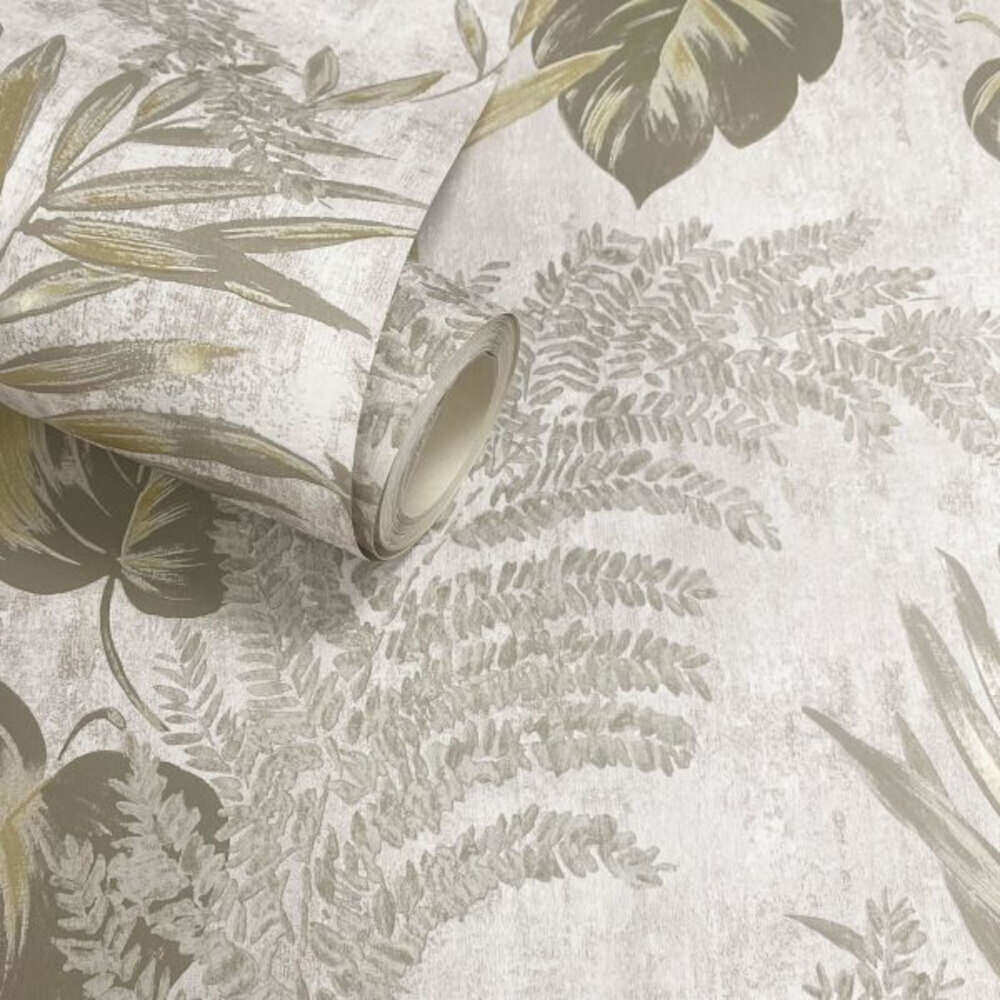 This image shows product Muriva Wallpaper 209112 Phelan Leaf Vinyl Beige