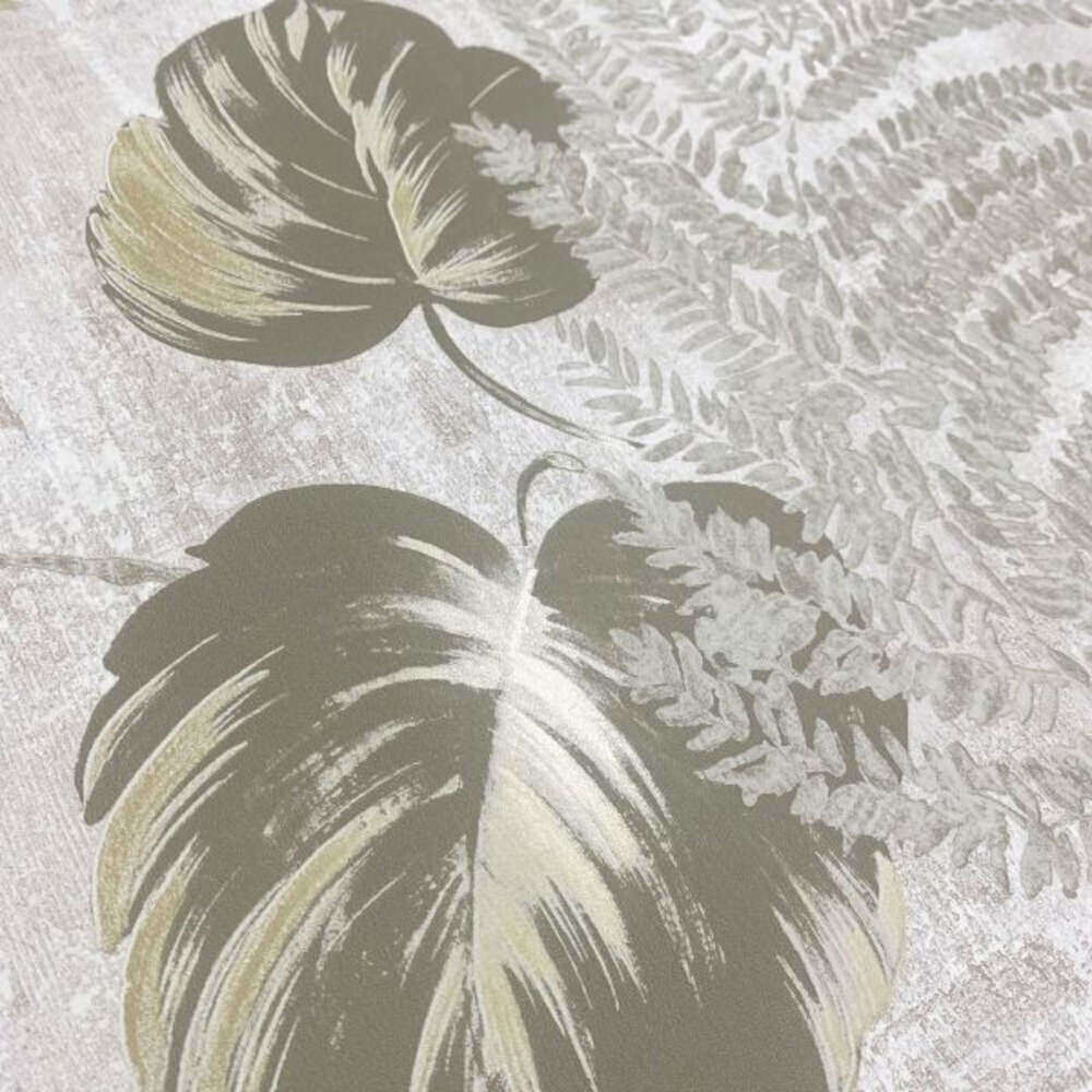 This image shows product Muriva Wallpaper 209112 Phelan Leaf Vinyl Beige