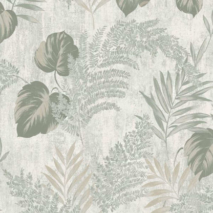 This image shows product Muriva Wallpaper 209113 Phelan Leaf Vinyl Green