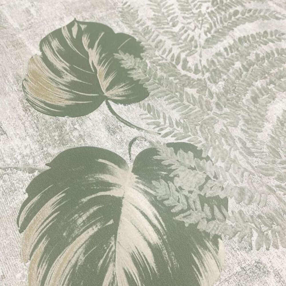 This image shows product Muriva Wallpaper 209113 Phelan Leaf Vinyl Green